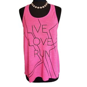 Women's Pink Tank Top Lightweight Racerback Live Love Run Medium NWOT